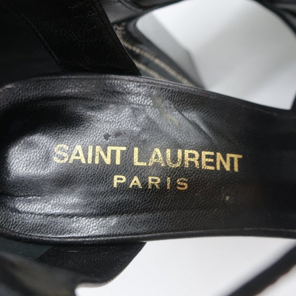 SAINT LAURENT CANDY DOUBLE KNOT STUDDED PLATFORM SANDALS BLACK LEATHER SIZE 36 - Picture 9 of 12
